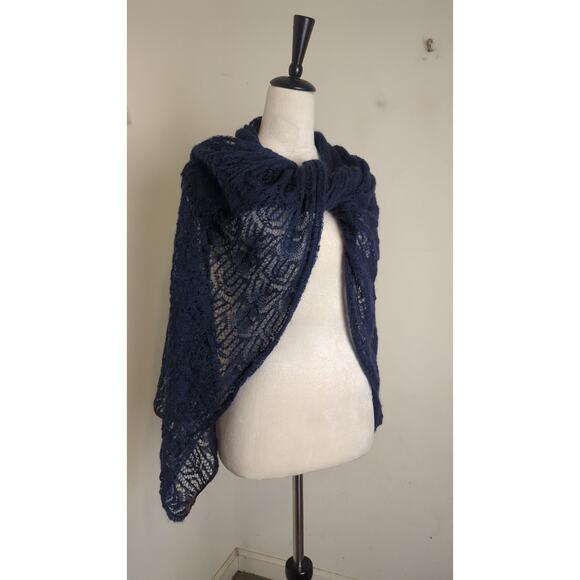 Lauren Ralph Lauren Web Crochet Oversized Scarf Wrap Mohair OS - Picture 7 of 7